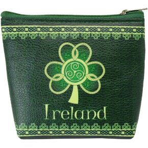 Clip Purse Ireland Shamrock Spiral with a Green and Yellow Celtic Design