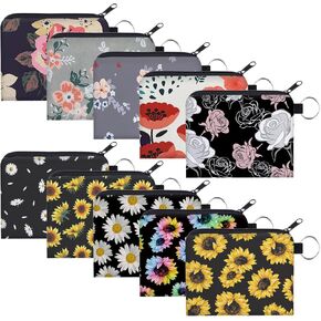 Coin Purse for Women 10 Pack Purse Pouches for Inside Purse Deanfun Mini Change Wallet with Zipper Bulk Keychain Cute Tampon Holder for Women Gift-4