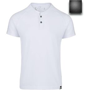 Men's Henley Casual Lightweight Soft Cotton Short Sleeve Golf Polo T-Shirt – Genuine Carbon Fiber Buttons
