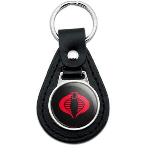 GRAPHICS & MORE G.I. Joe Cobra Logo Black Leather Keychain
