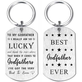 Resdink Best Godfather Ever Keychain Gifts, Godfather Gifts from Godchild, The Godfather Keychain for Men, Personalized Father's Day Present for Godfather