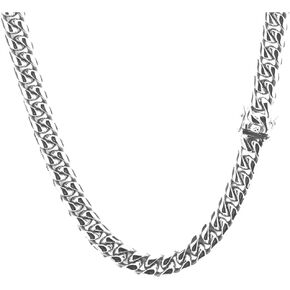 EMESLY Solid Miami Cuban Link Chain Gold/Silver Necklace (18, 20, 22 Inches Length); Hip Hop Bracelet (8.30" Length) for Men & Women; Perfect Iced Out Bling Jewelry Gift