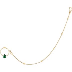 I Jewels 18k Gold Plated Indian Wedding Bollywood Ethnic Bridal Nose Ring/Nath Without Piercing with Chain Encased with Pearl Stone for Women/Girls (NL44)