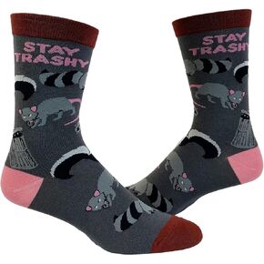 Crazy Dog T-Shirts Women's Stay Trashy Socks Funny Garbage Raccoons Sarcastic Novelty Footwear