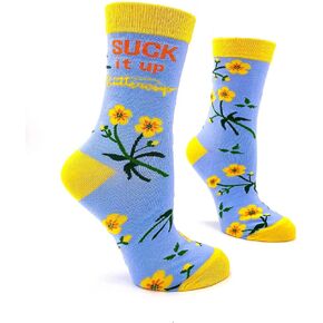 Fabdaz Suck It Up Buttercup Women's Novelty Crew Socks - 1 Pair, 1 Size Fits Most