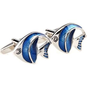 Angel Fish Angelfish Blue Fish Fishing Pair Cufflinks in a Presentation Gift Box & Polishing Cloth