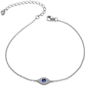 14K Gold Moissanite Evil Eye Bracelet for Women,Dainty Adjustable Sapphire Devil's Eye Charm Bracelet,Fashion Jewelry Gift for Her