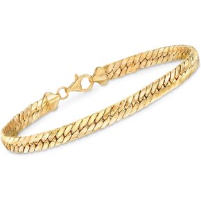 Ross-Simons 18kt Yellow Gold Over Sterling Silver Flat Cuban-Link Bracelet. 8 inches