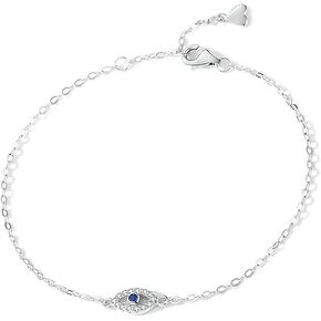 925 Sterling Silver Bracelet, Zirconia Bracelet, Women's Silver Bracelet, Blue Eye Bracelet, Adjustable Bracelet Gift for Women