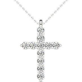 Natural Diamonds Cross Pendant AGS Certified 14K Hypoallergenic White Gold 1/2 Ctw GH/SI2-I1