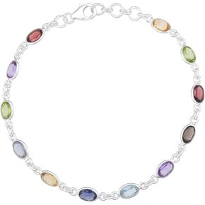 925 Sterling Silver Women's Bracelet Natural Multi Gemstone, 8.75 inch, Gemstone, Topaz in Saudi Arabia