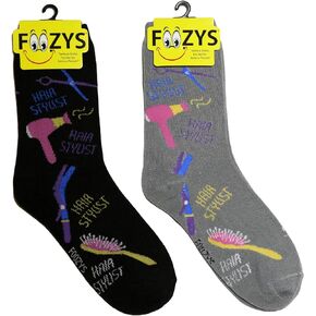 Foozys Women’s Crew Socks | Hair Stylist Beautiful Outdoors Themed Novelty Socks | 2 Pairs Included in Two Colors