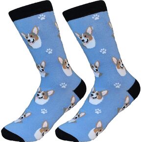 Welsh Corgi Socks - Fun Unisex Socks - Crazy Pet Lover - Novelty Socks Funny Gifts for Dog Lovers - Cute Dog Pattern - Casual Crew Socks - One Size Fits most