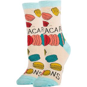 Oooh Yeah Women's Crew Funny Novelty Stranger Socks (Macaroons), Size 5-10