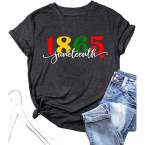 Juneteenth Shirts for Women 1865 Graphic Tshirt Casual Rainbow Tees Freedom Blouse Tops
