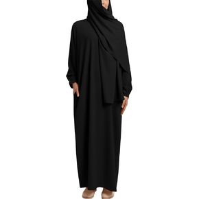 Muslim Women Abaya One Piece Hooded Kaftan Robe Prayer Dress with Hijab Scarf Arabic Islamic Clothes