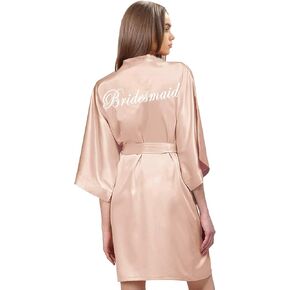 Satin Robe for women Short Bride and Bridesmaid Rose Gold Dressing robe for Wedding Party…
