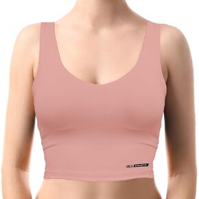 Penveer Longline Padded Tank Tops for Women, Built in Bra Tank Tops for Women Workout Crop Top for Yoga Running Gym