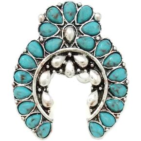 Western Turquoise Squash blossom Adjustable Cuff Ring