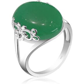 Natural Onyx Agate Stone Ring,S925 Sterling Silver Edged with Flower Vine Genuine Gemstone Turkey Ring Jewelry Gift for Women Girls Her