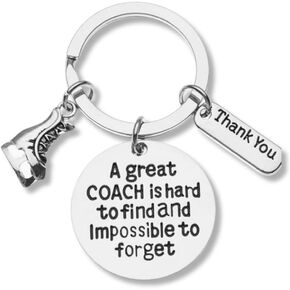 Figure Skating Coach Keychain, Ice Skate Coach Gifts, Great Coach is Hard to Find But Impossible to Forget Keychain for Men and Women