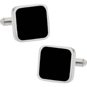 Hip Black Enamel Square Stainless Steel Cufflinks with Presentation Box
