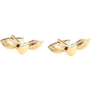 Angel Wings Cufflinks for Men, Wings Heart Cufflinks, Viking Wing Cuff Links, Gold Love Heart Wing Shirt Tuxedo Cufflinks, Punk Cufflinks French Cufflinks, Best Man Wedding Cufflinks Gifts