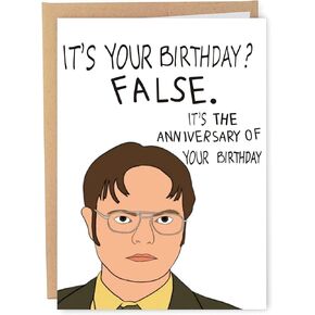 بطاقة عيد ميلاد مضحكة دوايت شروت للرجال، هدية عيد ميلاد المكتب لأفضل صديق للنساء، إنها بطاقة عيد ميلاد زائفة له in Kuwait