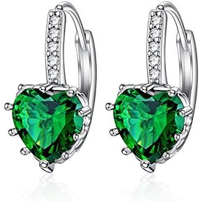 Uloveido Dainty Red & Blue Cubic Zirconia Love Heart Lever Back Solitaire Earrings Rose Gold Plated Fashion Ear Jewelry HE515