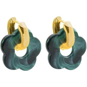 FUTIMELY Acrylic Flower Hoop Earrings for Women,14K Gold Plated Huggie Dangle Hoop Summer Bohemiant Statemen Elegant 80 90s Retro Earrings Jewelry for Women Teen Girls