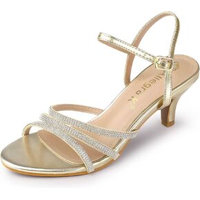 Allegra K Women's Ankle Strap Rhinestone Kitten Heel Sandals in Kuwait