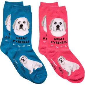 Foozys Unisex Fun Crazy Crew Socks 2 Pairs | Canine Dog Collection | Great Pyrenees
