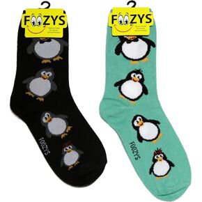 Women’s Crew Socks | Penguin Animal Themed Fashion Novelty Socks | 2 Pair