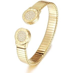 سوار معصم من المعدن المطلي بالذهب من WISTIC للنساء عريض ومرن من الفولاذ المقاوم للصدأ للفتيات هدية المجوهرات، بدون حجر كريم, ستانلس ستيل, بدون أحجار كريمة in Kuwait