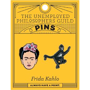The Unemployed Philosophers Guild Frida and Monkey Enamel Pin Set - Strong Rubber Backing Clasps
