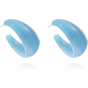 RCHENGYANUIMA Colorful Lightweight Acrylic C shape Round Hoop Earrings for Women Girls Birthday Party Jewelry
