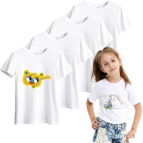 5 Pieces Toddler Blank Sublimation T-Shirt Modal Crew Neck Short Sleeve T-Shirt for Kids
