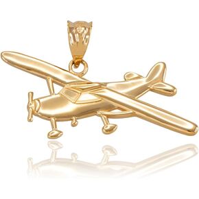 Space and Aviation Polished 14k Yellow Gold Airplane Aircraft Charm Pendant