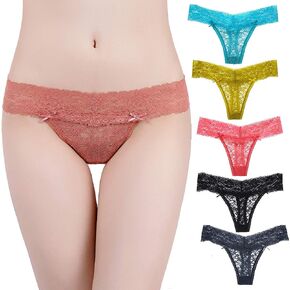 Women's Breathable Cotton Thong Lace Panties Pack of 6 in Saudi Arabia