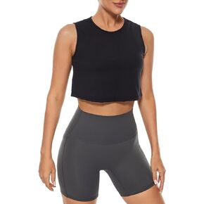 Ukaste Workout Crop Tank Tops for Women - Running Gym Yoga Top Sleeveless Tee Shirt
