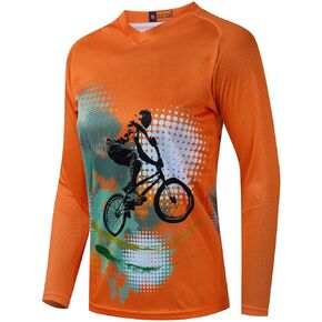 Long Sleeve MTB Jersey Women, Dirt Bike Shirt for Mountain Motocross Biking BMX Motorcycle Fishing Off Racing