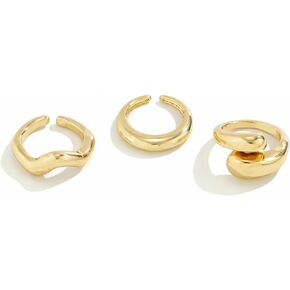 YBMYCM 3-10PCS Gold Silver Thick Dome Rings Set for Women Adjustable Geometric Rings Open Statement Rings for Women Girls