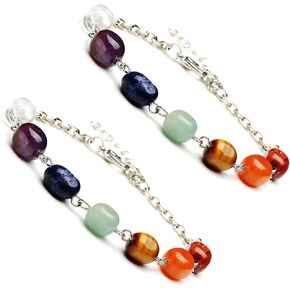 2 قطعة 7 تشاركا شفاء قابل للتعديل حجم سوار مع الحجارة الحقيقية عين النمر الأخضر افينتورين الجمشت الأحمر العقيق اللازورد العقيق مع حبل النايلون مالا اليوغا التأمل سوار للنساء الفتيات in Kuwait