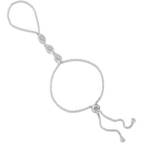 dnswez Cubic Zirconia Statement Ring Bracelet for Women,Adjustable Bohemian Slave Bracelet Hand Chain Ring Jewelry Christmas Gifts for Women