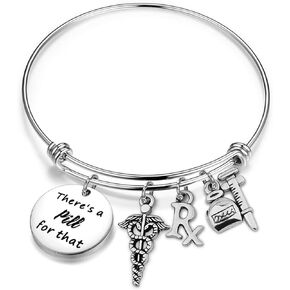TGBJE Pharmacist Bangle There's a pill for that Bracelet Pharmacy Tech Gift RX Bracelet for Pharmacy Student