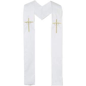 Autom Reversible Baptismal and Wedding Stole, White, One Size