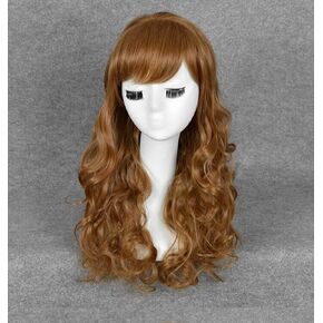 Women's Long Curly Flax Wig Party Costume Cosplay Wig
