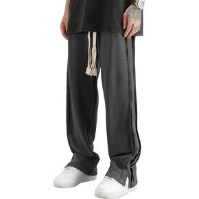 SweatyRocks Men's Drawstring Elastic Waist Sweatpants Casual Split Hem Wide Leg Loose Fit Pants