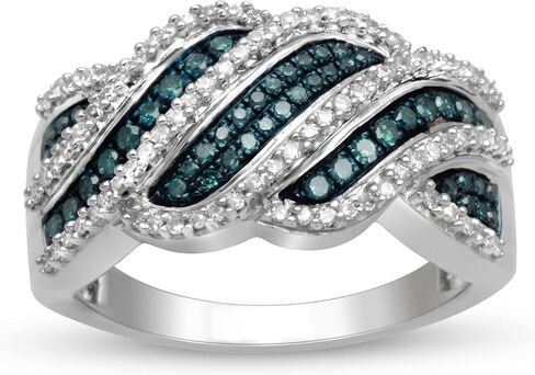 Amazon Collection Sterling Silver Blue and White Diamond Band Ring (1/2 cttw) in Saudi Arabia
