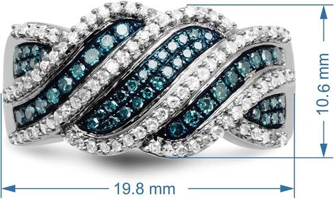 Amazon Collection Sterling Silver Blue and White Diamond Band Ring (1/2 cttw) in Saudi Arabia
